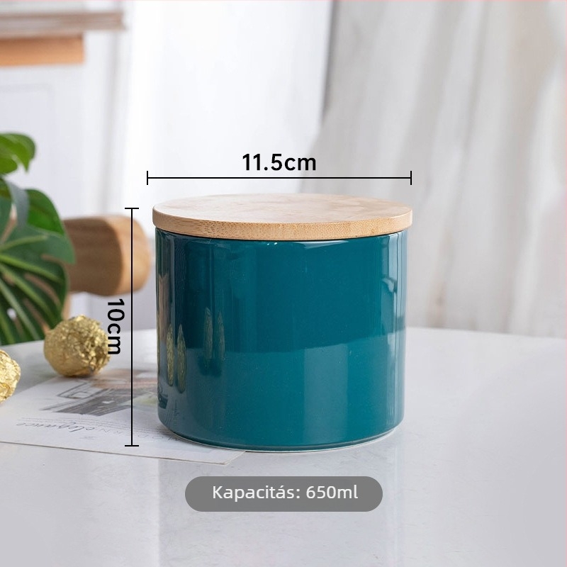 Porcelán ételtároló edény, légmentesen záródó — egyszínű kerámia tároló zabhoz, kávébabhoz és mézhez — konyhai kisüveg