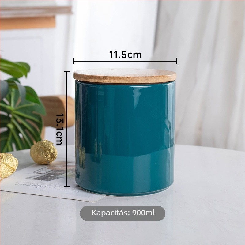 Porcelán ételtároló edény, légmentesen záródó — egyszínű kerámia tároló zabhoz, kávébabhoz és mézhez — konyhai kisüveg