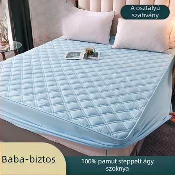 100% pamutból készült gumis lepedő quiltelt töltéssel, csúszásmentes, vastag, matracvédő és ágyneművédő