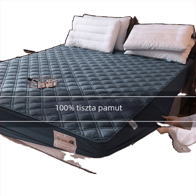 100% pamutból készült gumis lepedő quiltelt töltéssel, csúszásmentes, vastag, matracvédő és ágyneművédő