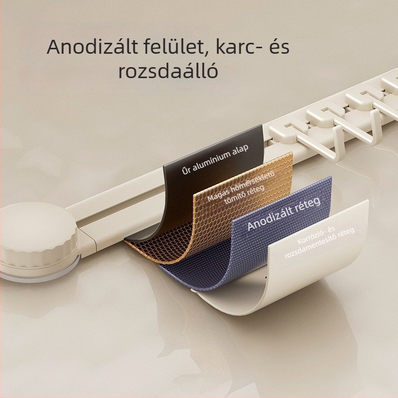 Vákuumos konyhai akasztó, fúrás nélkül, teherbírás 3-5 kg, rendező spatulák és kanálok számára, modern dizájn, 8 darabos készlet, ABS anyag