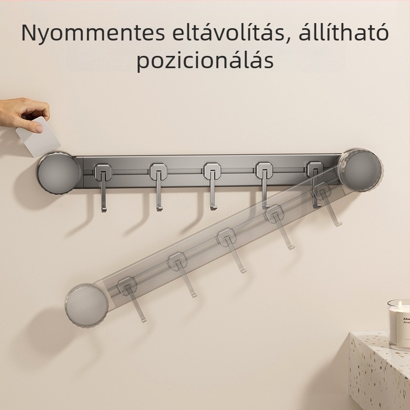 Vákuumos konyhai akasztó, fúrás nélkül, teherbírás 3-5 kg, rendező spatulák és kanálok számára, modern dizájn, 8 darabos készlet, ABS anyag