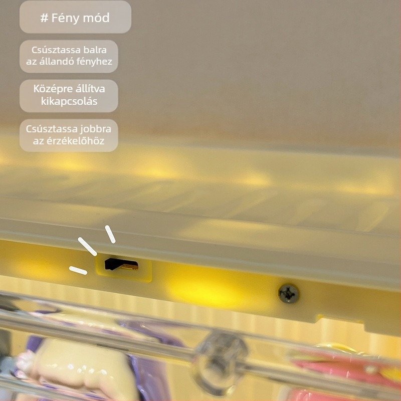 LED-es világítású akril kiállító doboz figuráknak, porvédő tároló
