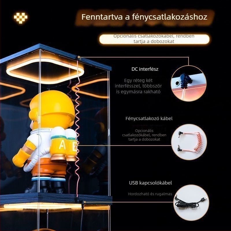 Hátsó világítású porvédő sapka akril kijelző dobozhoz 3D puzzle modellhez