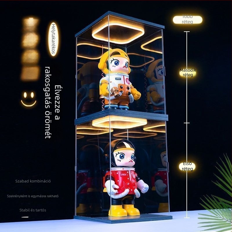 Hátsó világítású porvédő sapka akril kijelző dobozhoz 3D puzzle modellhez