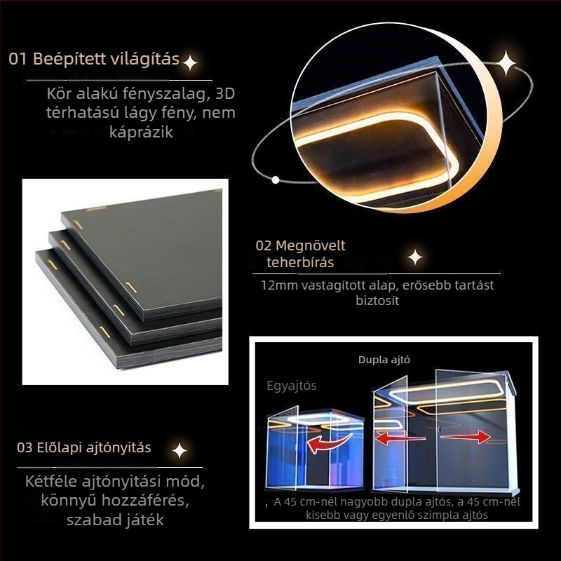 Hátsó világítású porvédő sapka akril kijelző dobozhoz 3D puzzle modellhez