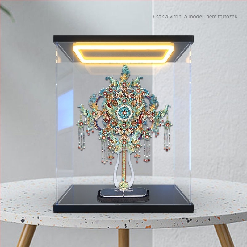 Hátsó világítású porvédő sapka akril kijelző dobozhoz 3D puzzle modellhez