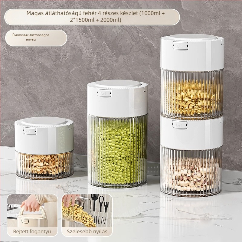 Zárható átlátszó tárolóedény szemekhez és száraz árukhoz, PET műanyag, nedvességálló, 301–500 ml, modern minimalista stílus