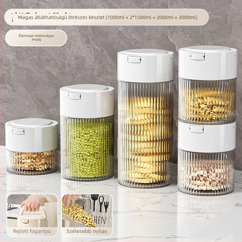 Zárható átlátszó tárolóedény szemekhez és száraz árukhoz, PET műanyag, nedvességálló, 301–500 ml, modern minimalista stílus