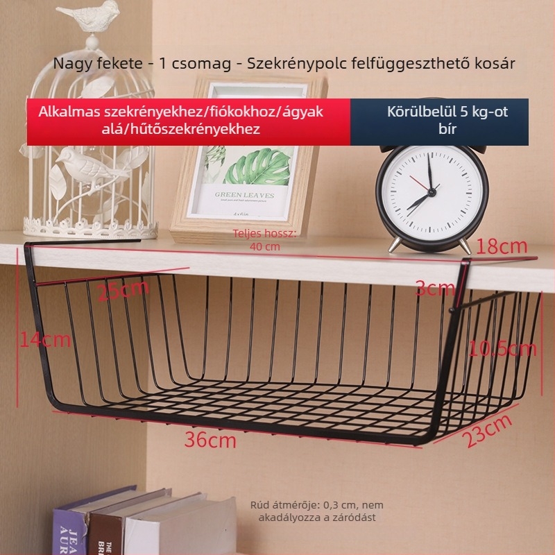 Fém függőkosár felső bunkához, falra szerelhető, fúrás nélkül