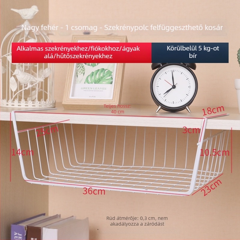 Fém függőkosár felső bunkához, falra szerelhető, fúrás nélkül