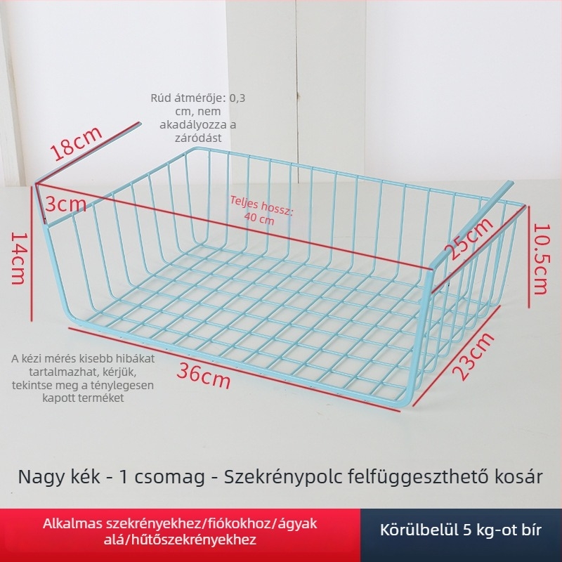 Fém függőkosár felső bunkához, falra szerelhető, fúrás nélkül