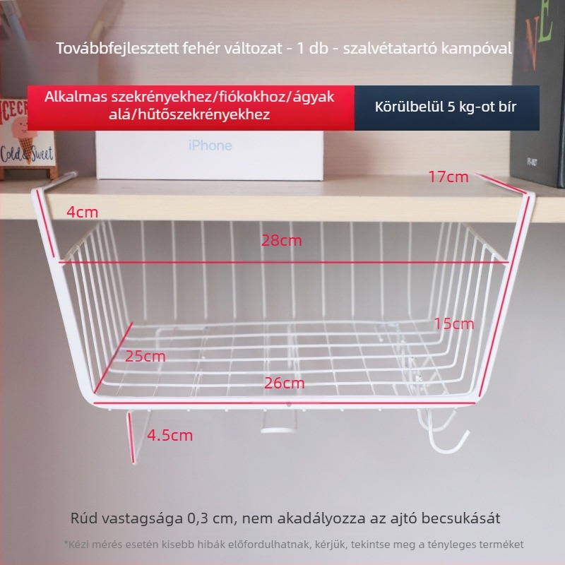 Fém függőkosár felső bunkához, falra szerelhető, fúrás nélkül