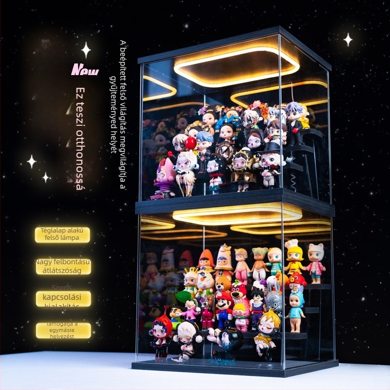 Akril kiállítási doboz blind-box figurákhoz, átlátszó porálló tároló
