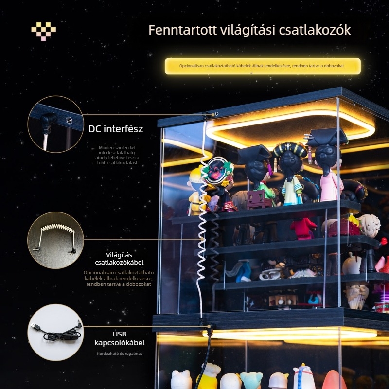 Akril kiállítási doboz blind-box figurákhoz, átlátszó porálló tároló