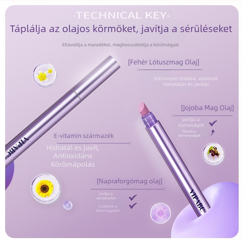 Körömgondozó esszencia toll, természetes köröpolaj, véd a köröm körüli bőrkeményedésektől és ápolja a körmöket