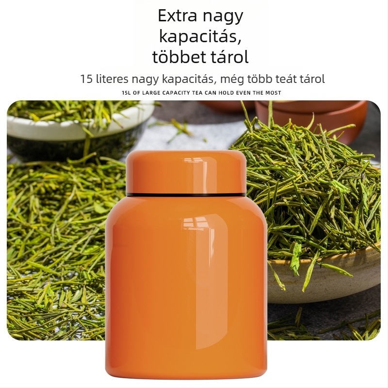 Nagy méretű rozsdamentes acél teás doboz kreatív vintage csomagolással; zárható, fekete tea, Pu'er és fehér tea számára; nemzeti stílusú dizájn.