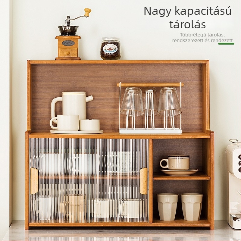 Többfunkciós bambusz konyhai tárolóállvány a pultra, rétegzett fűszertartó és szekrényrendező