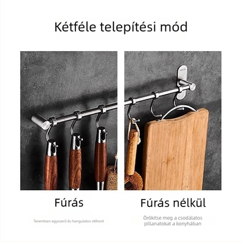Rozsdamentes acélból készült konyhai falra szerelhető tároló spatulák és kanálok számára
