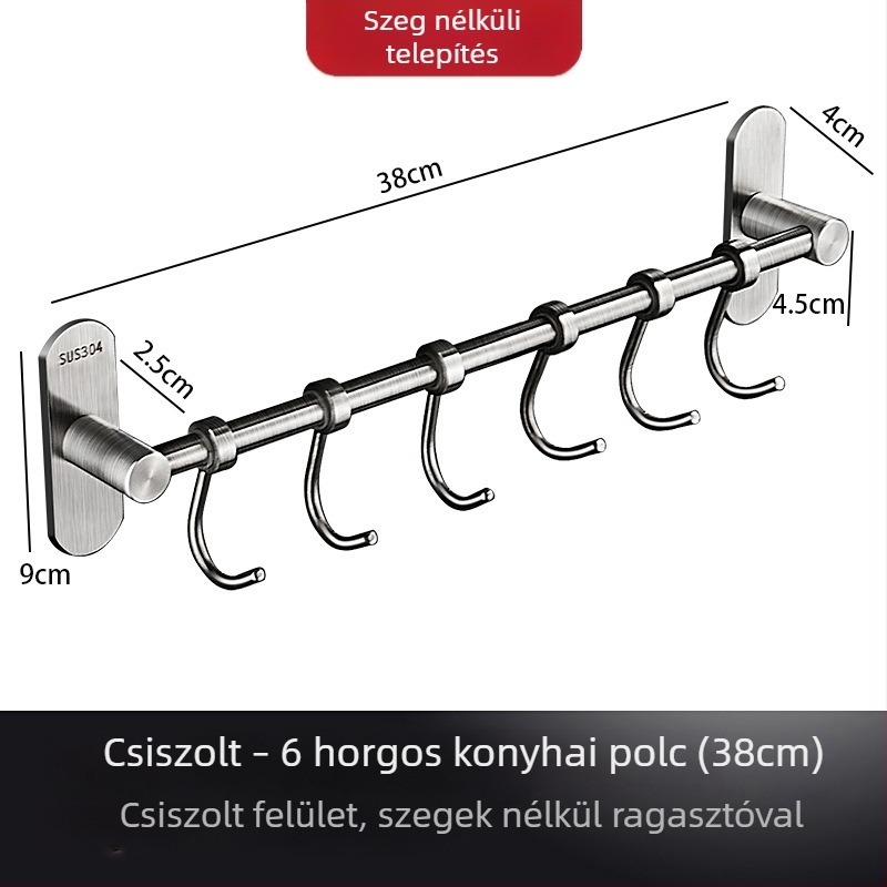 Rozsdamentes acélból készült konyhai falra szerelhető tároló spatulák és kanálok számára