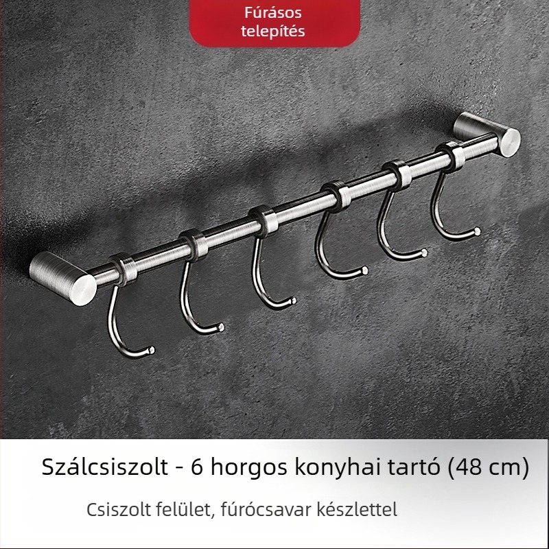 Rozsdamentes acélból készült konyhai falra szerelhető tároló spatulák és kanálok számára