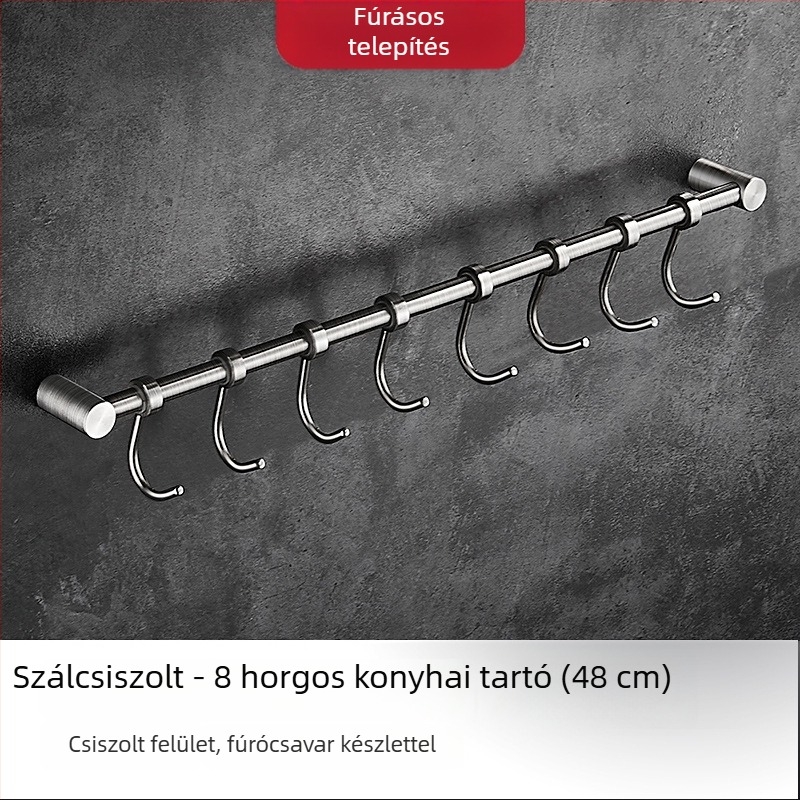 Rozsdamentes acélból készült konyhai falra szerelhető tároló spatulák és kanálok számára