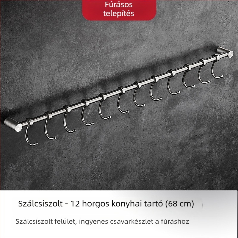 Rozsdamentes acélból készült konyhai falra szerelhető tároló spatulák és kanálok számára