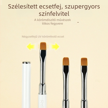 Új körömdíszítő toll, fém nyéllel, kétoldalas ecset, négyszögletes és kerek végű gel körömlakkhoz
