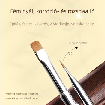 Új körömdíszítő toll, fém nyéllel, kétoldalas ecset, négyszögletes és kerek végű gel körömlakkhoz