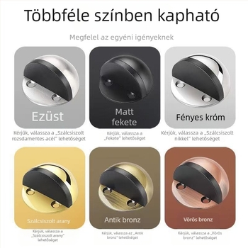 Rozsdamentes acél ajtóstop, félkör alakú felső résszel, padlóra szerelve, üvegajtókhoz, fürdőszobához