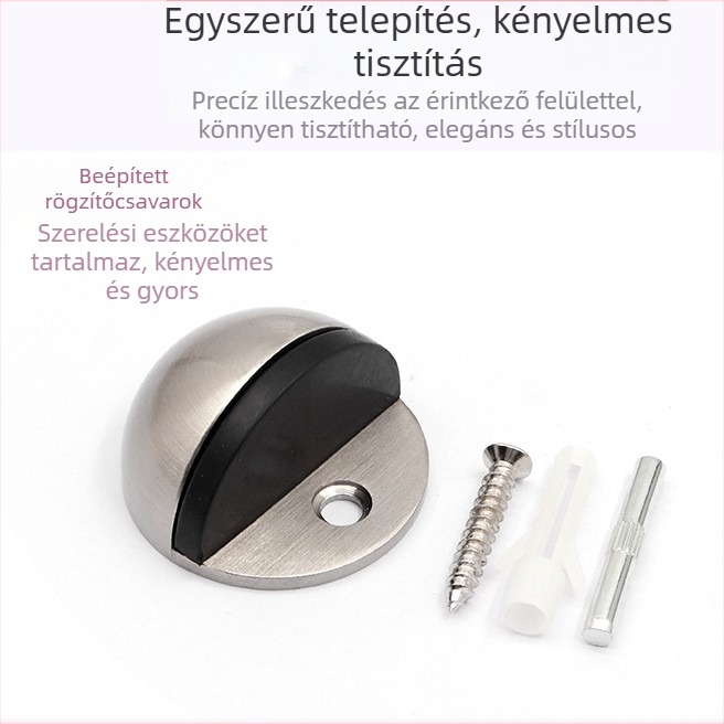 Rozsdamentes acél ajtóstop, félkör alakú felső résszel, padlóra szerelve, üvegajtókhoz, fürdőszobához