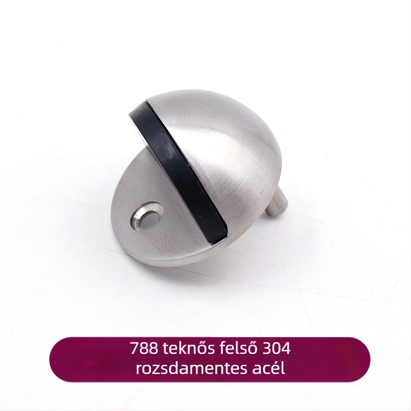Rozsdamentes acél ajtóstop, félkör alakú felső résszel, padlóra szerelve, üvegajtókhoz, fürdőszobához