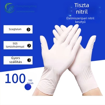 100 darabos egyszer használatos nitril kesztyű, 9 hüvelyk, pormentes, megvastagított, tartós, cateringhez és háztartási feladatokhoz