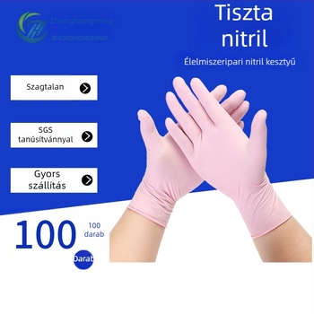 100 darabos egyszer használatos nitril kesztyű, 9 hüvelyk, pormentes, megvastagított, tartós, cateringhez és háztartási feladatokhoz