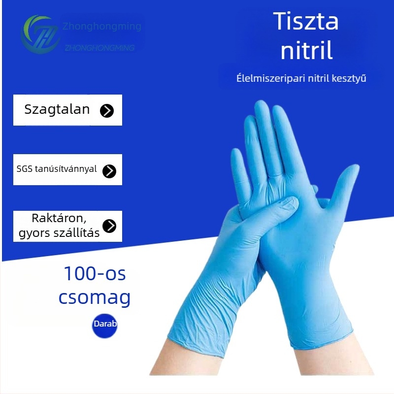 100 darabos egyszer használatos nitril kesztyű, 9 hüvelyk, pormentes, megvastagított, tartós, cateringhez és háztartási feladatokhoz