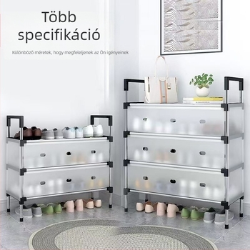 Többszintű cipőállvány porvédő függönnyel, nagy kapacitású otthoni használatra, kompakt a bejáratnál, többfunkciós.