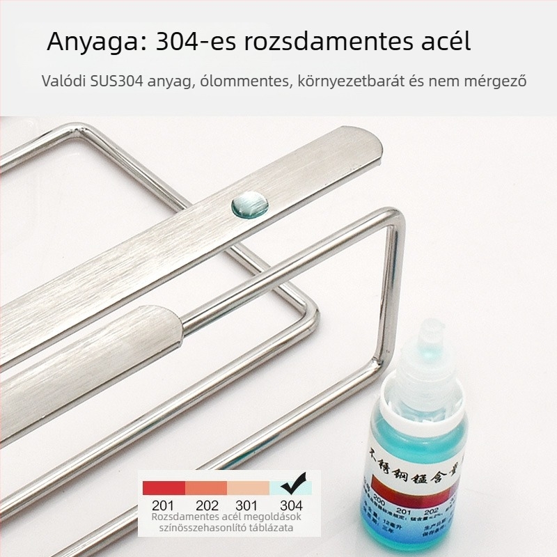 304 rozsdamentes acélból készült falra szerelhető konyhai tároló rendszer vágódeszkákhoz, edényekhez és borospoharakhoz