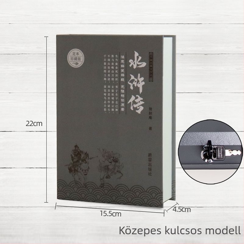 Könyv alakú széf jelszavas zárval, készpénztároló és rejtett telefonrekesz, nagy kapacitás