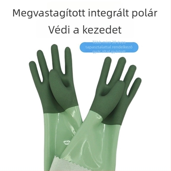 Vastag, velúr béléses háztartási kesztyű mosogatáshoz és mosáshoz, téli meleg