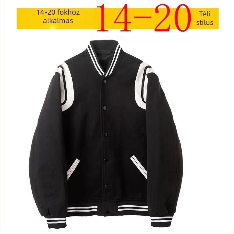 Amerikai stílusú gyapjú-keverék patchwork baseball dzseki, uniszex, retro stílus