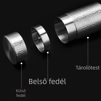 Hordozható ón teásdoboza, zárt fém tároló, kalapált mintázattal, 50 g kapacitással, utazáshoz, ajándékdobozban