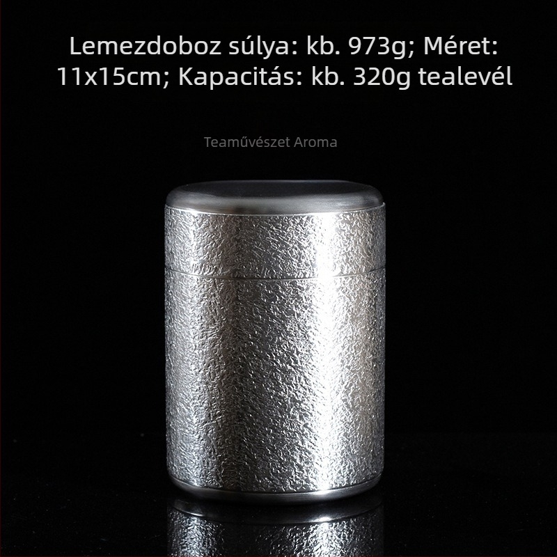 Hordozható ón teásdoboza, zárt fém tároló, kalapált mintázattal, 50 g kapacitással, utazáshoz, ajándékdobozban