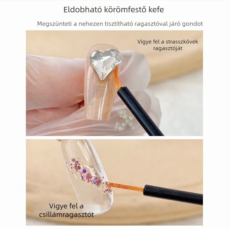 Egyszer használható manikűr ecset vonalakhoz, éles vég a repedések töltéséhez, mosás nélküli gél ecset