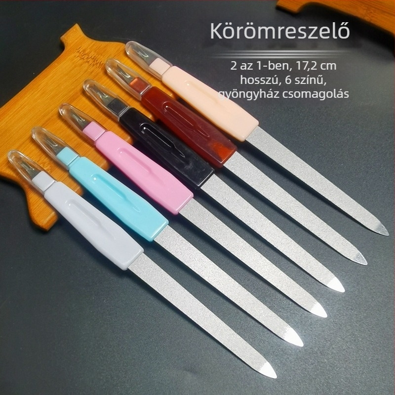 2-in-1 körömreszelő készlet, 6 darab, dupla oldalú, multifunkcionális manikűr eszköz kutikula- és körömfelület simításához, rozsdamentes acélból