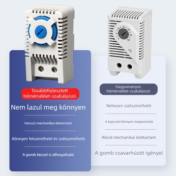 Mechanikus hőmérséklet-szabályozó termosztát kapcsolóval, ventilátoros szekrényhez, fűtés, automatikus állandó hőmérséklet