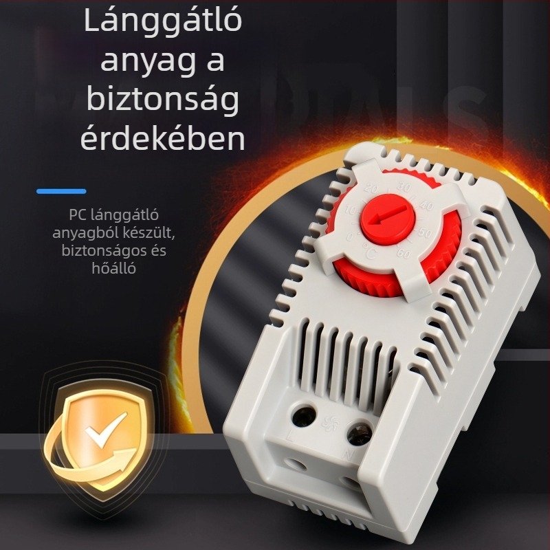Mechanikus hőmérséklet-szabályozó termosztát kapcsolóval, ventilátoros szekrényhez, fűtés, automatikus állandó hőmérséklet