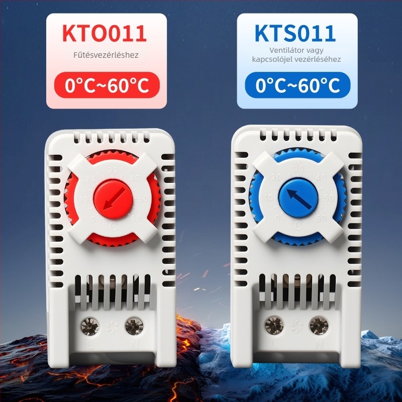 Mechanikus hőmérséklet-szabályozó termosztát kapcsolóval, ventilátoros szekrényhez, fűtés, automatikus állandó hőmérséklet