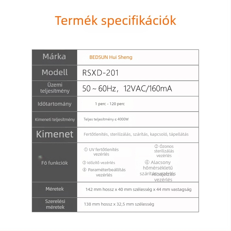Fertőtlenítő szekrény hőmérséklet-vezérlő digitális kijelzővel, beépített vezérlőpanel