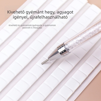Kétoldalas köröm művészeti toll wax applikátorral, köves felhelyező eszközzel és acélgolyós pöttyentő tollal