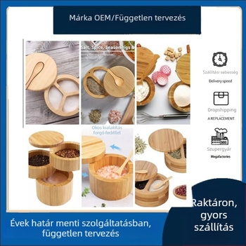 Kör alakú bambusz só- és fűszertartó